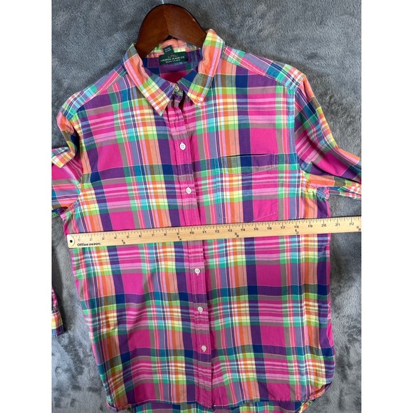Lauren Ralph Lauren Shirt Womens Medium Pink Plaid Cotton Button Up Long Sleeve* - Picture 3 of 7
